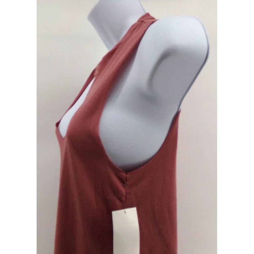 Agnes & Dora Women’s Shirt Medium V-neck Tank top Raw open tank Mauve SM - Picture 3 of 8